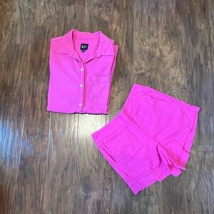 Gap Linen Rayon Blend Set of Button Down Shirt and Shorts Size XS/S